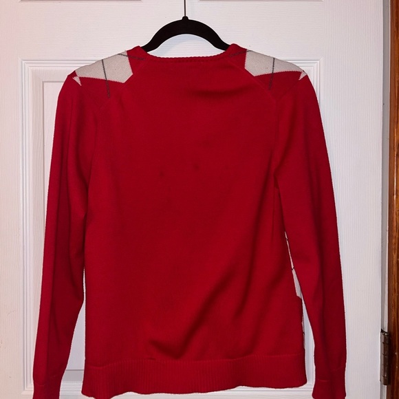 Lands' End Red & White Cotton Cardigan Sweater Small - Picture 3 of 3